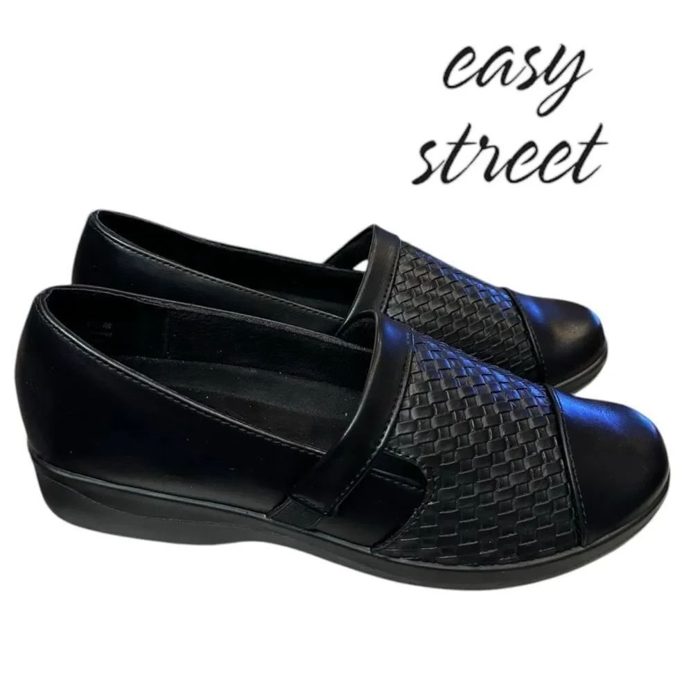 New Easy Street Destiny Black Braided Women's Slip-on Loafers Flats 8.5